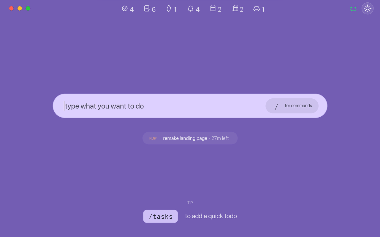 Home screen using the lavender theme tint.