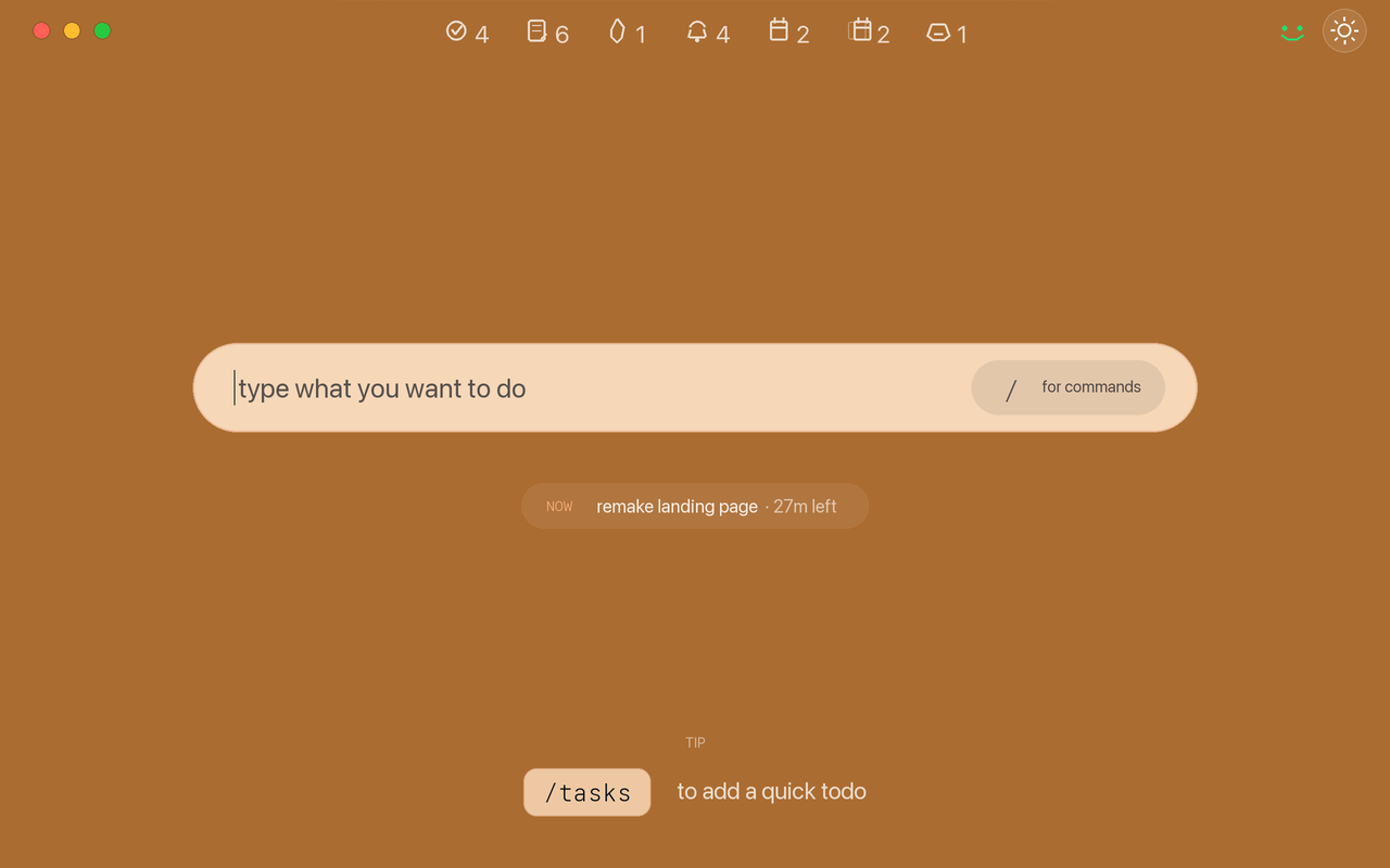 Home screen using the warm theme tint.