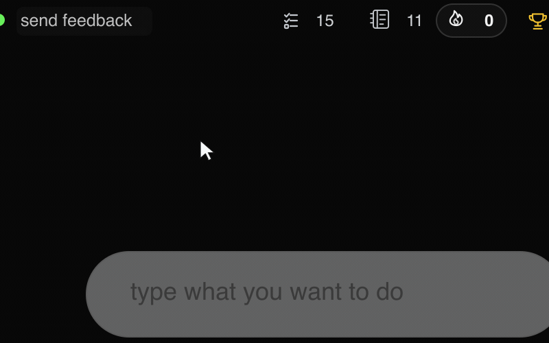 Send feedback button opening a quick feedback popover.